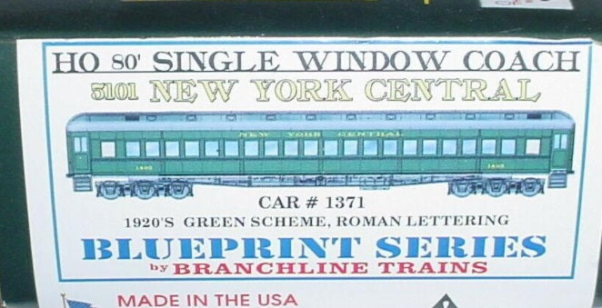 Branchline Trains 1371 HO 5101 New York Central 20's Green Scheme Roman