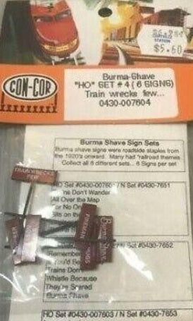 Con-Cor 0430-007604 HO Burma-Shave Signs Set #4 (Set of 6)