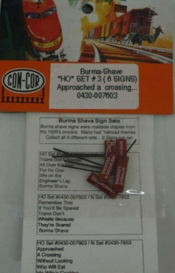 Con-Cor 0430-007603 HO Burma-Shave Set #3 Signs (Set of 6)