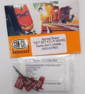 Con-Cor 0430-007602 HO Set #2 Burma-Shave Signs Trains Don''t Whistle(Pack of 6)