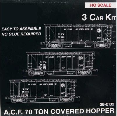 Kato 38-0102 HO Union Pacific A.C.F. 70 Ton Covered Hopper Kit (Set of 3)
