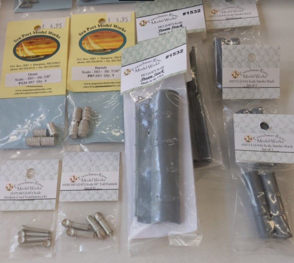 Frenchman River Modelworks & Other Lof of 13, Barrels, Divets, Steam Stacks, ect