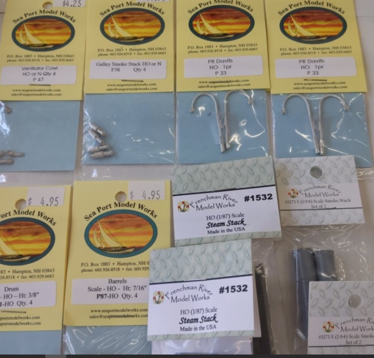 Frenchman River Modelworks & Other Lof of 13, Barrels, Divets, Steam Stacks, ect