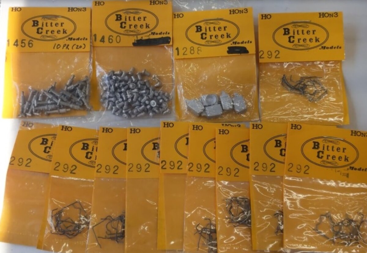 Bitter Creek Models Lot of 21 HOn3 Asst Parts, Stacks, Vents, Pedistal, Rails