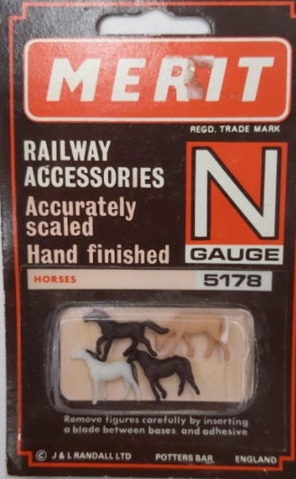 Merit Railway Accessories 5178 N Horses Hand Finished (Pack of 4)