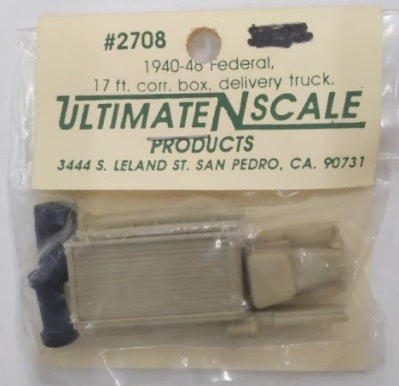 Ultimate N Scale 2708 1940-46 Federal 17 Ft. Corr Box Delivery Truck Kit