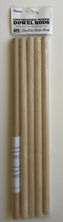 Darice 9162-02 Unfinished Natural Wood Dowel Rods3/16"x12" (Pack of 16)