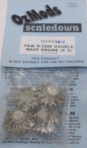 OzMods Scaledown SDA48054 O P&W R-2800 Double Wasp Engine (Pack of 2)