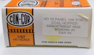 Con-Cor 505 HO Coal Hopper 100 Ton Assortment#505 Scheme#1 Car#3 Union Pacific