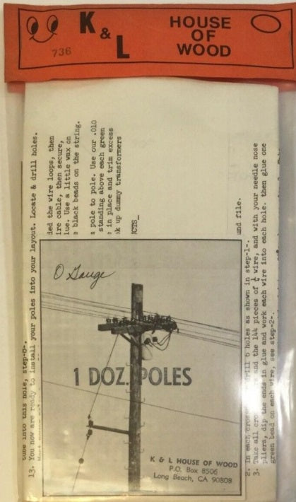 K&L House Of Wood 736 O Power Poles Kit (Pack of 12)