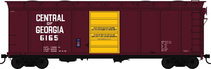 Bowser 43153 HO Central of Georgia 40' Box Car with Hatches #6165