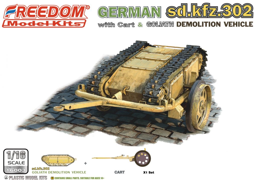 Freedom Model Kits 16003 1:16 Sd.kfz. 302 Goliath Demolition Vehicle w/Cart Kit