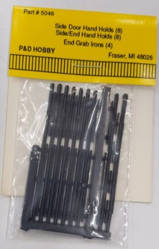 P&D Hobby Shop 5046 HO Side Door Hand Holds Side/End Hand Holds 8&End Grab Irons