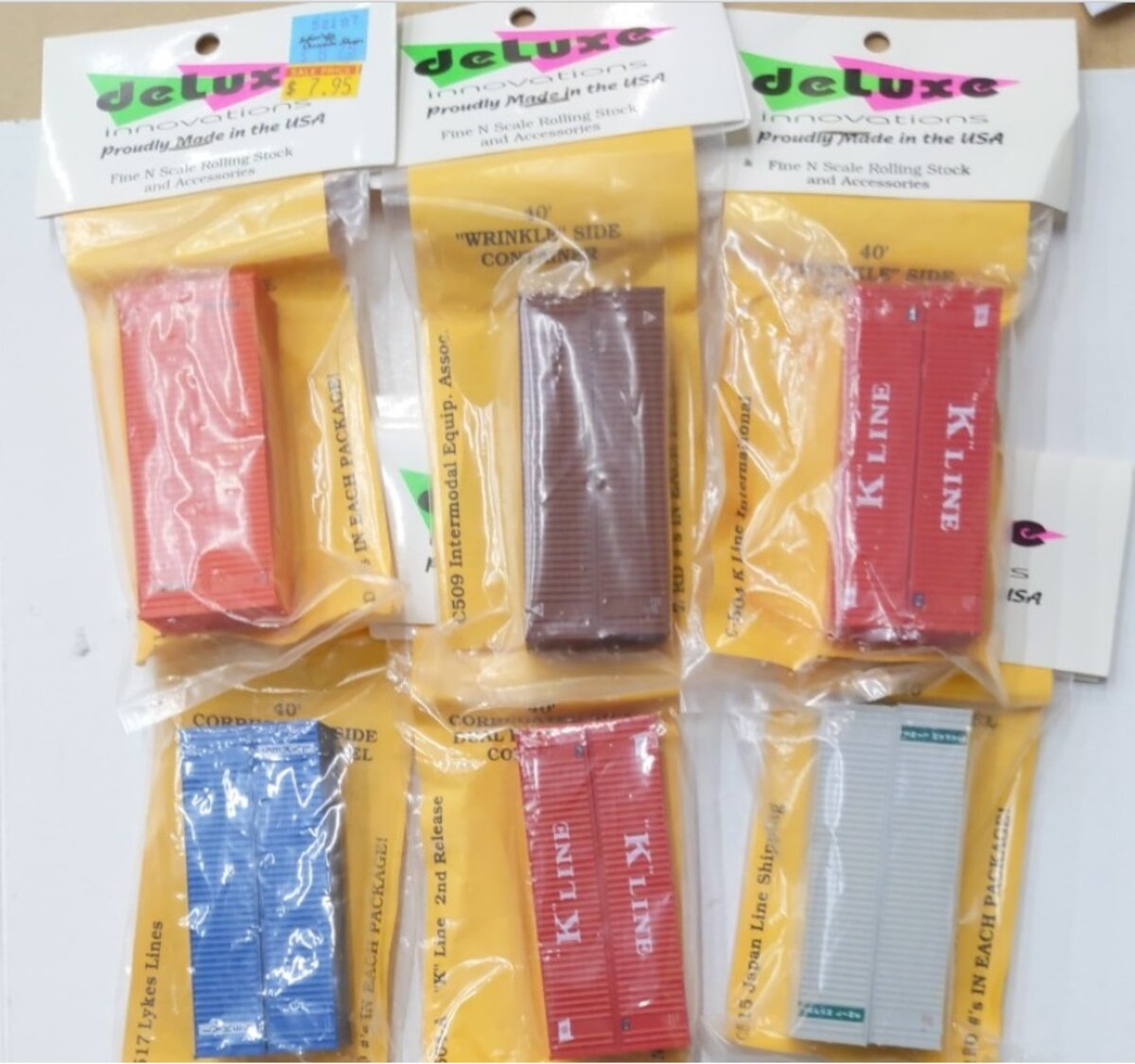 Deluxe Innovations L-5 Lot of 6 N Scale Assorted 40" Container Packs