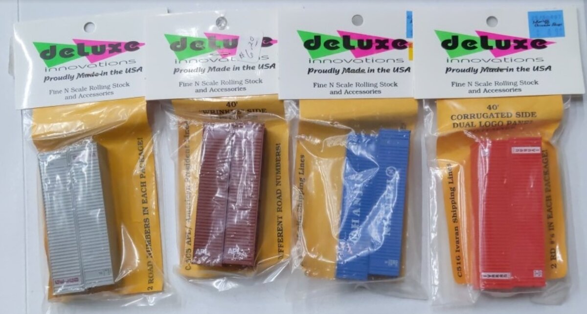 Deluxe Innovations L-3 Lot of 4 N Scale Assorted 40" Container Packs