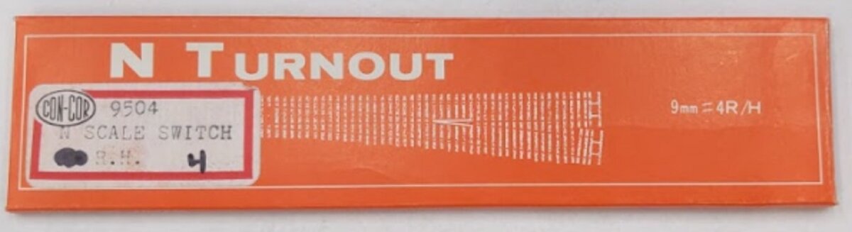 Shinohara Track 9504 N Scale #4 Right Hand Turnout Switch