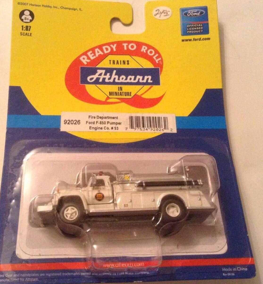 Athearn 92026 1:87 Fire Department Ford F-850 Pumper Engine Co #53