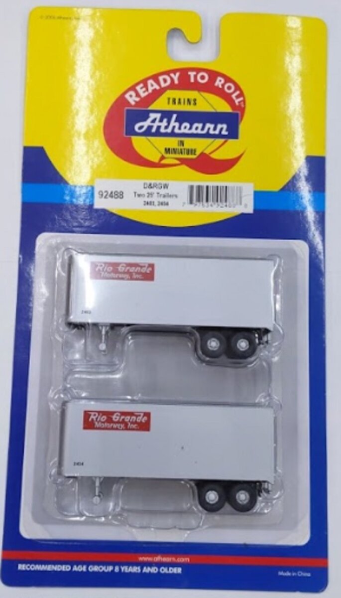 Athearn 92488 HO D&RGW Two 25' Trailers (#2403, #2454)