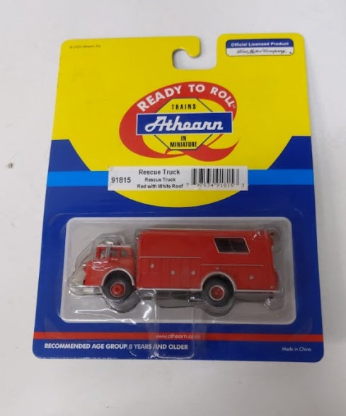Athearn 91815 HO Scale Rescue Truck Red w/ White Roof