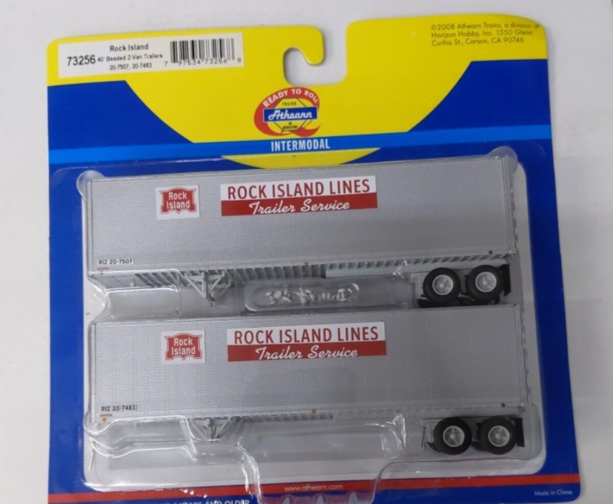 Athearn 73256 HO Scale Rock Island 40' Beaded Z-Van Trailers