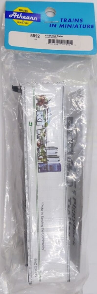 Athearn 5852 HO 45' Burlington Northern Fort Worth Hub Trailer Kit