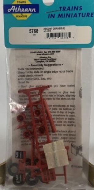 Athearn 5678 HO 20' Container Chassis APL-Red Plastic Kit