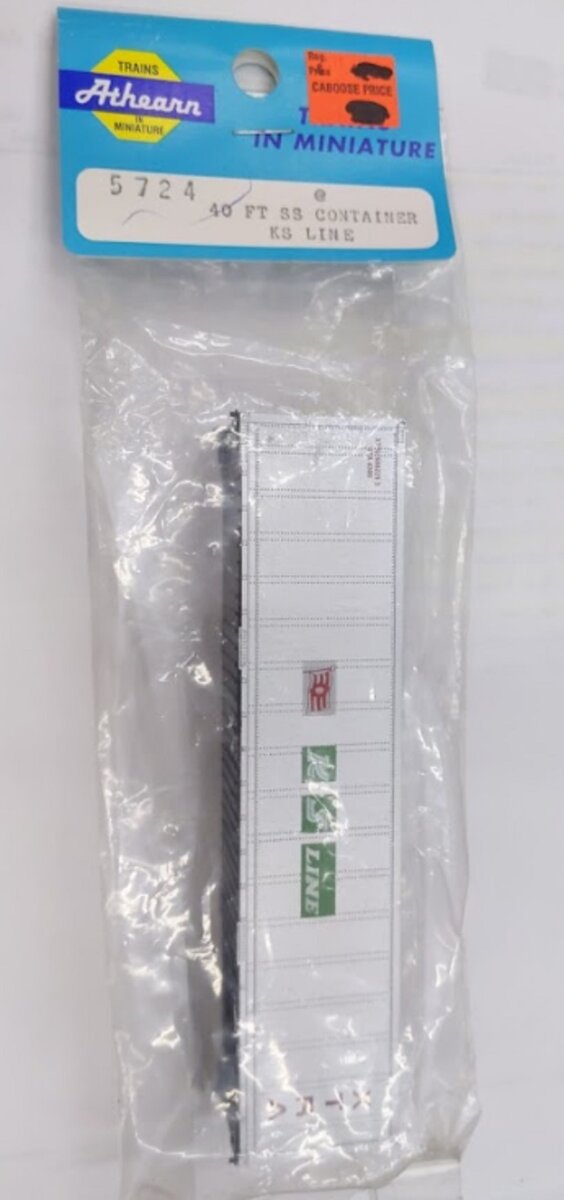 Athearn 5724 HO Scale 40' Plastic Smooth Side Container - KS Line