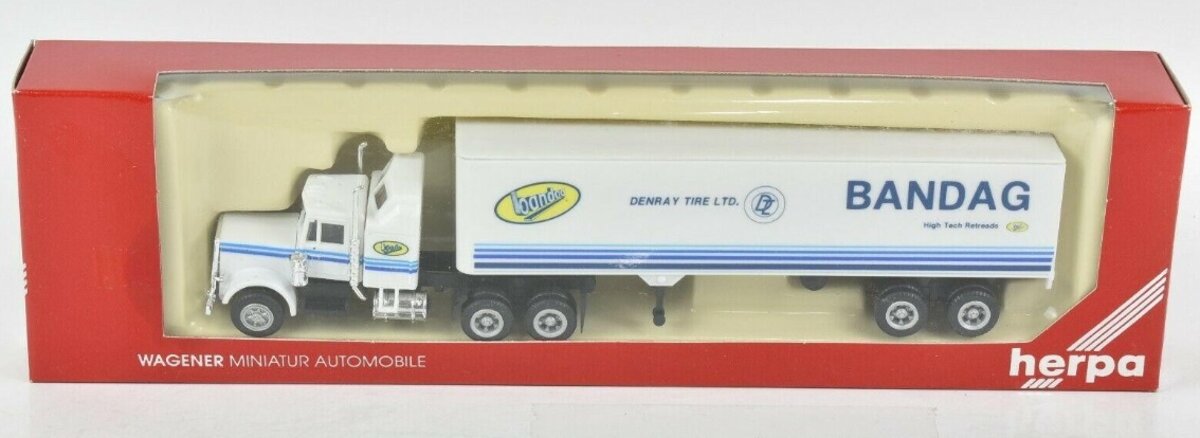 Herpa 6011 HO Bandag Semi Tractor with Trailer
