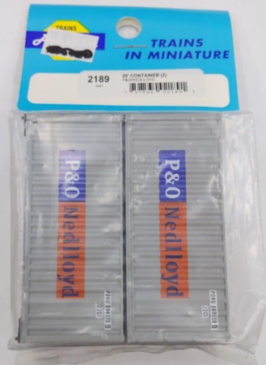 Athearn 2189 HO 20' P&O/ Nedlloyd Containers (Pack of 2)