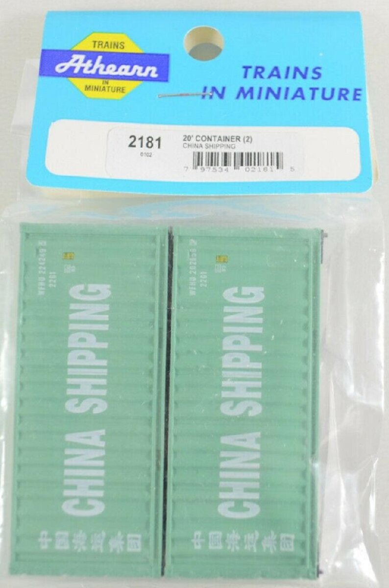 Athearn 2181 HO 20' China Shipping Containers (Pack of 2)