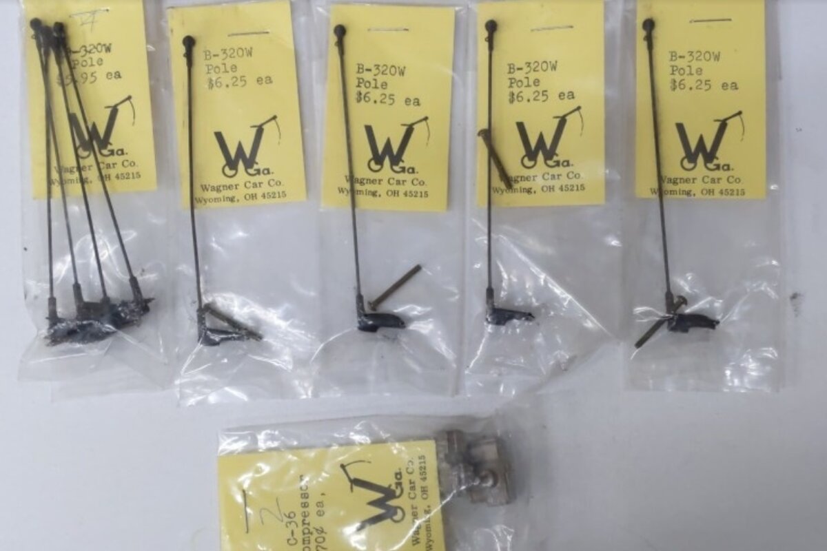 Wagner Car Co. L-1 Lot of 9 Trolley Pole (8 Total) 1 Compressor