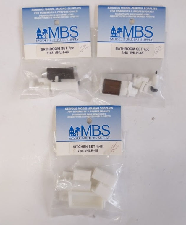 Model Builders Supply L-1 Lot of 3 O Scale Bathroom Set Kitchen Set (1) Kits