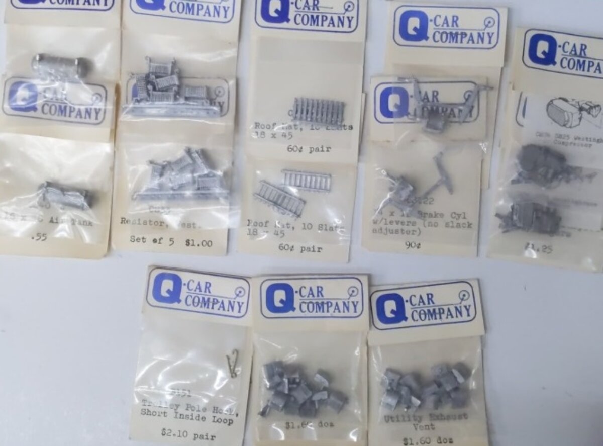 Q-Car L-1 Lot of 13 O Scale Assorted Parts. Air Tanks,Resistors, Levers, Compres