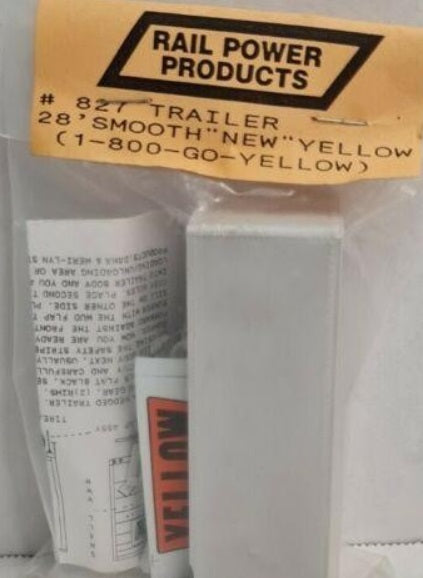 Rail Power 827 HO 28' Smooth "New" Yellow (1-800-Go-Yellow) Trailer Kit