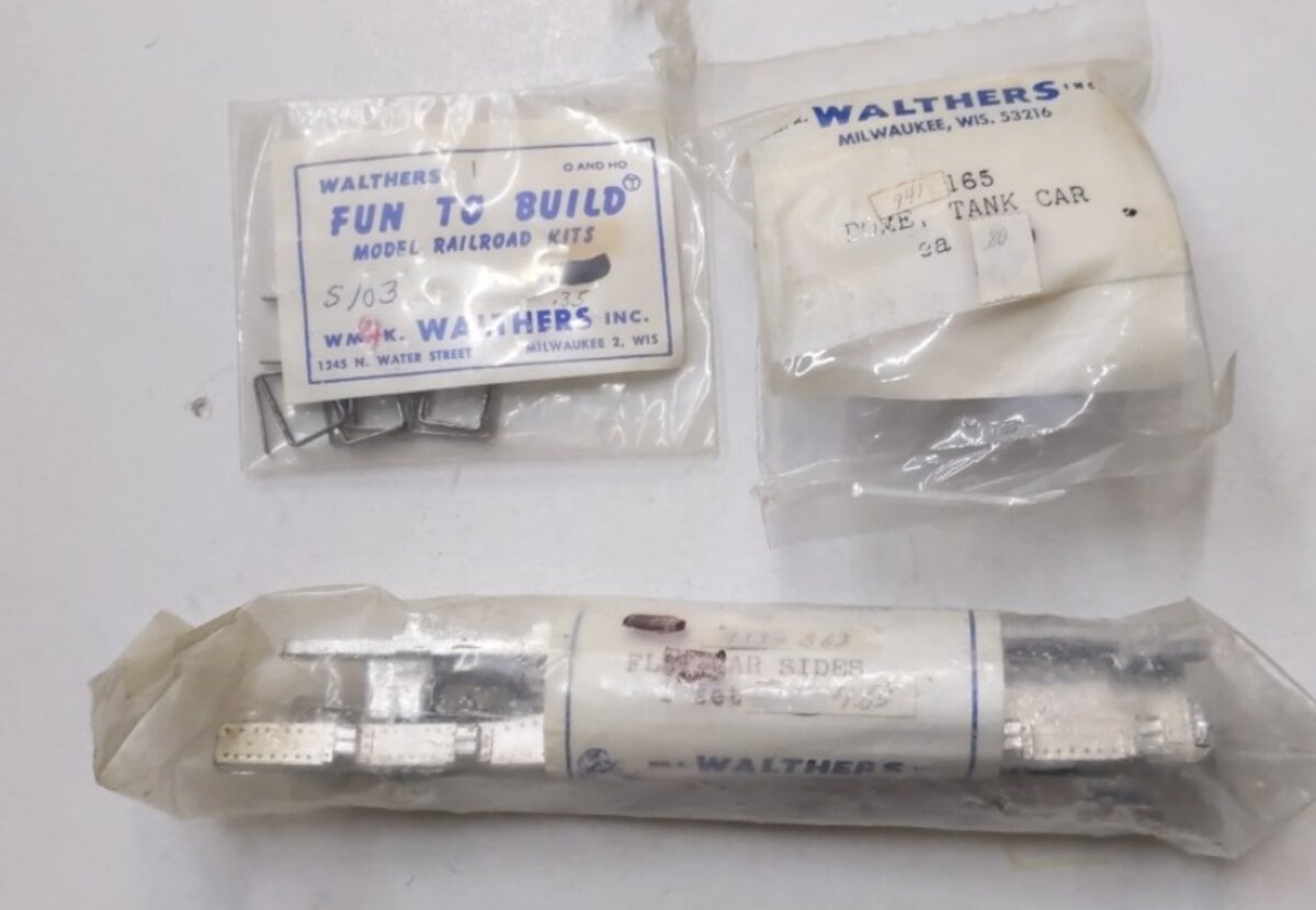 Walthers L-10 HO and O Scale Flat Car Sides, Tank Car Dome, etc