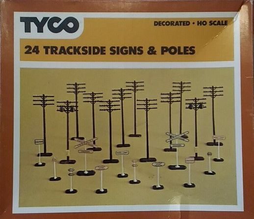 Tyco 121/122-200 HO Trackside Signs & Poles (Box of 24)
