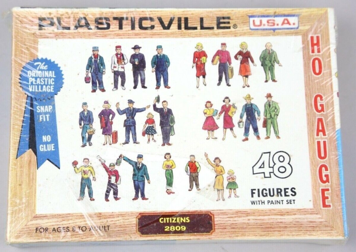 Plasticville 2809 HO Citizens Figures Unpainted W/Paint Set (Box of 48)