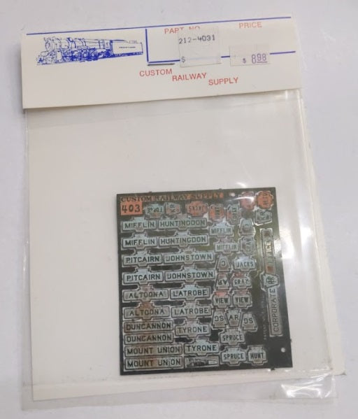 Lenahan's Custom Railway Supply 212-4031 HO PRR Signs