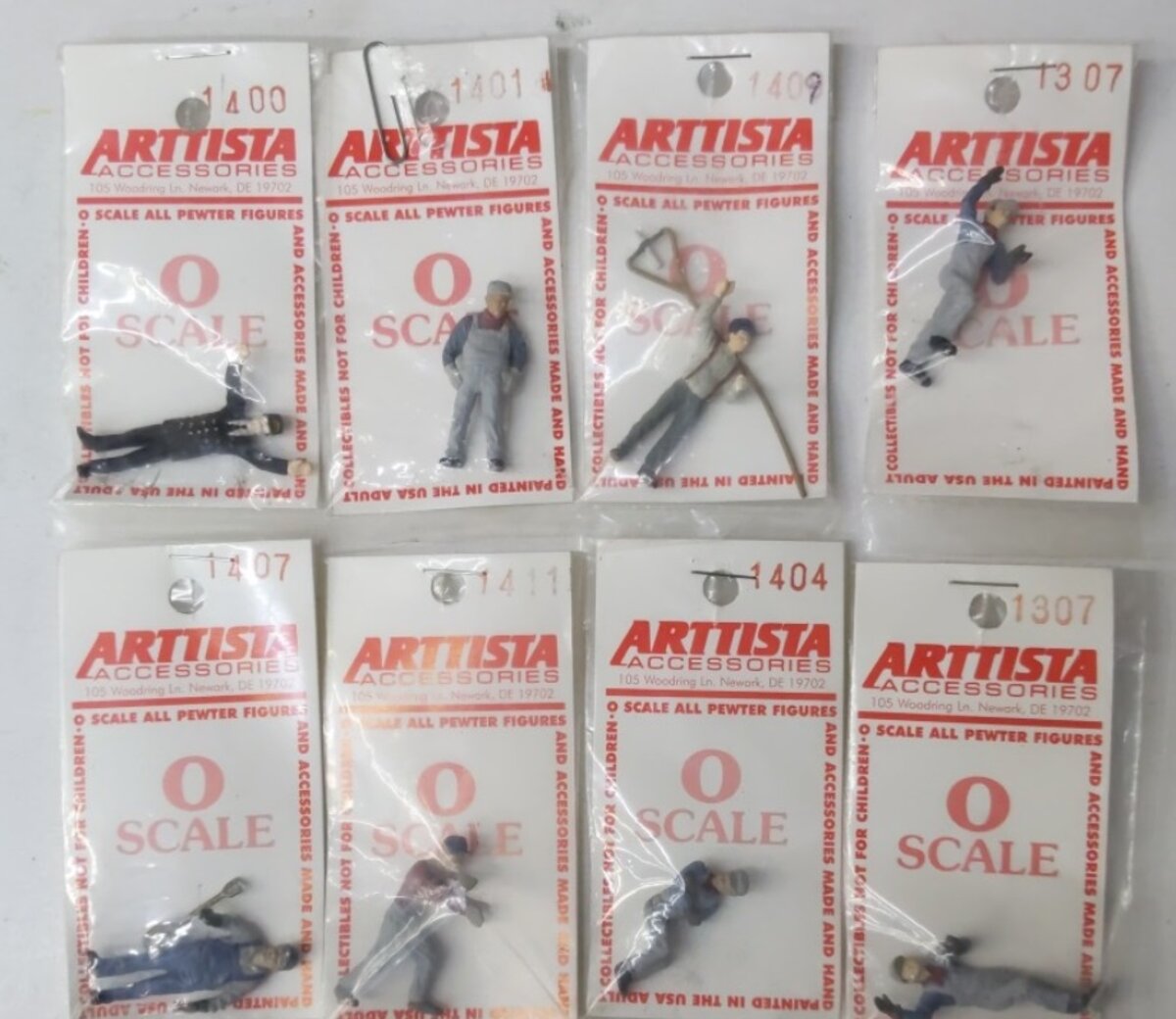 Arttista L-8 Lot of 8 O Railroad Workers, Breakman, Train Workers Figures Etc