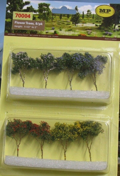 MP Scenery Products 70004 O Flower Trees 1-1/2" to 2" (Pack of 8)