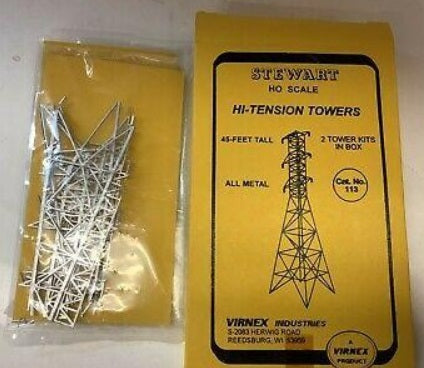 Stewart 113 HO Scale Hi-Tension Towers All Metal Kit (Box of 2)