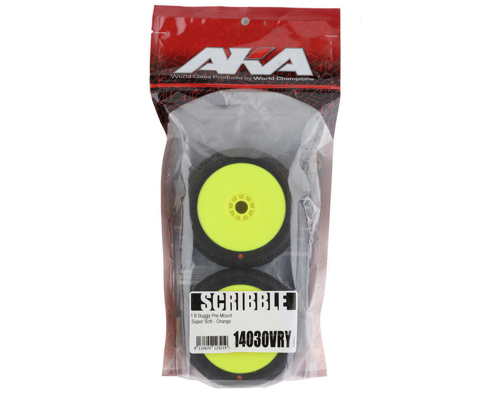 AKA Products, Inc. 14030VRY 1:8 Buggy Scribble SS V Wheel Pre-Mounted Yellow