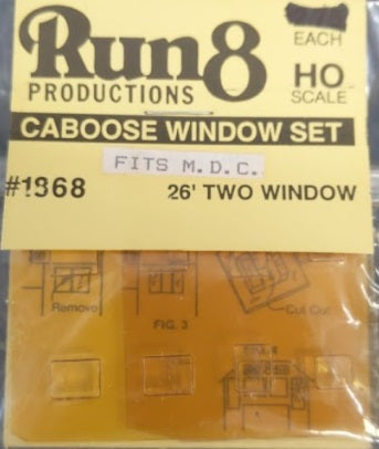 Run8 Productions 1868 HO Caboose 26' Window (Pack of 2)