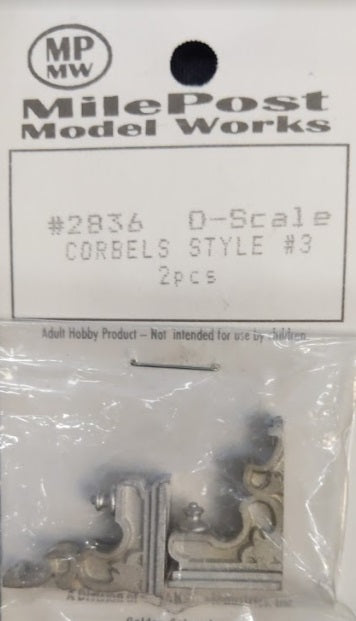 Mile Post Model Works 2836 O Scale Metal Corbels Style #3 (Pack of 2)