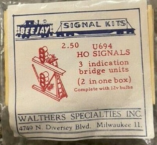 Walthers U694 HO Signals 3 Indication Bridge Units 2 in Box