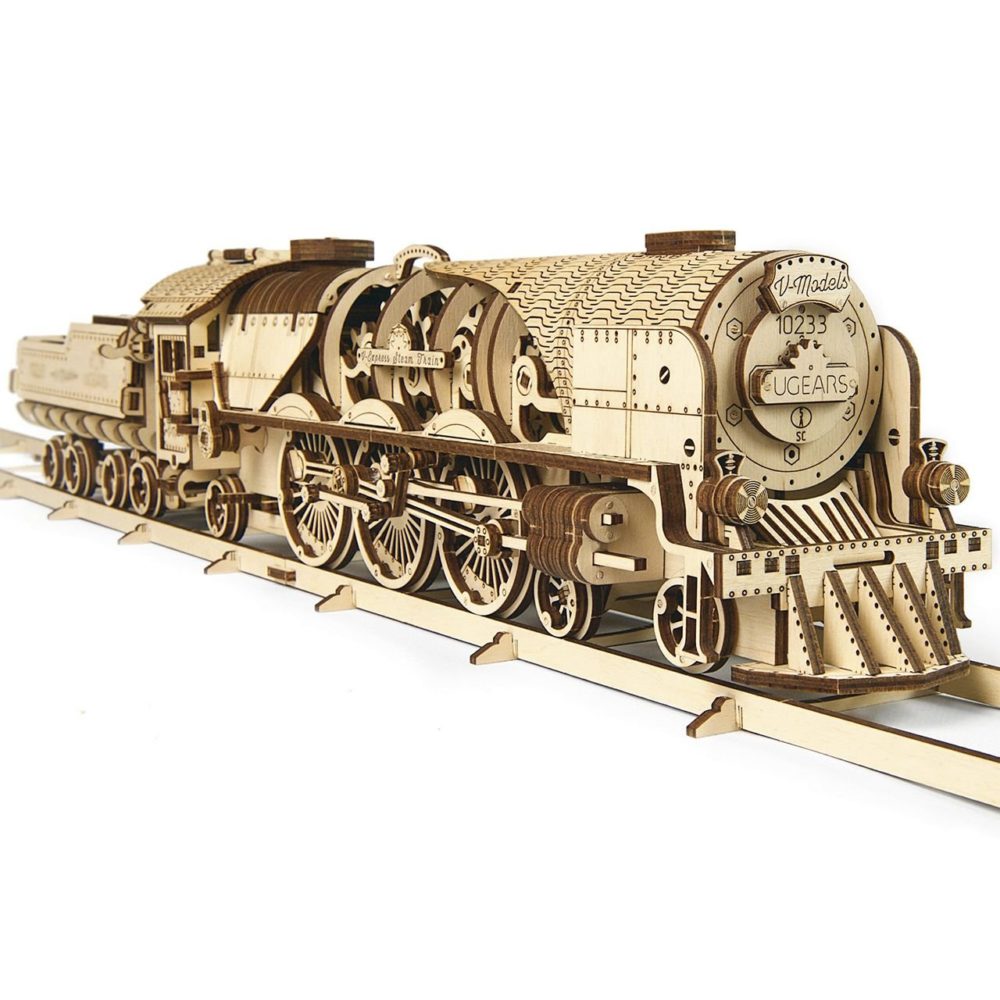 UGears 12087 V-Express Steam Train with Tender 3D Wooden Model Kit