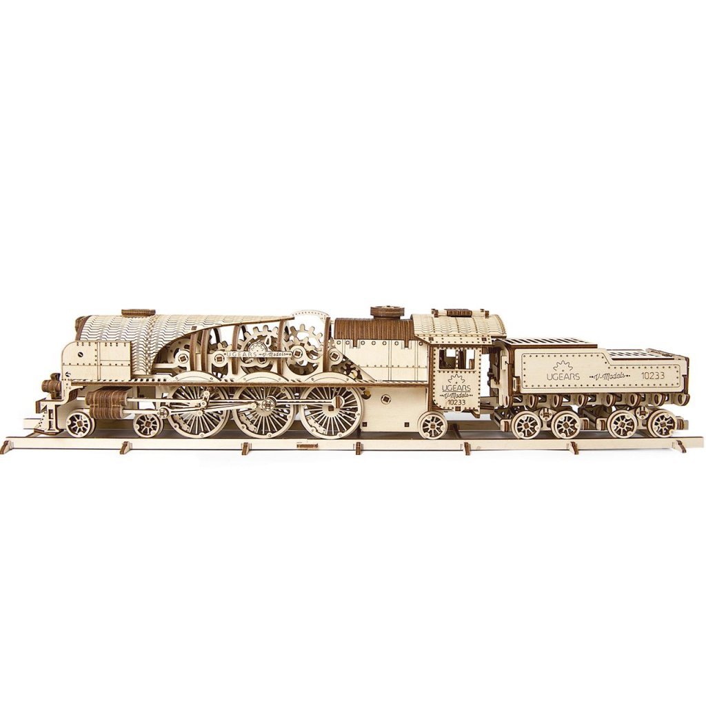 UGears 12087 V-Express Steam Train with Tender 3D Wooden Model Kit
