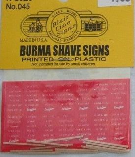 Blair Line 045 N Burma Shave Sings Printed On Plastic