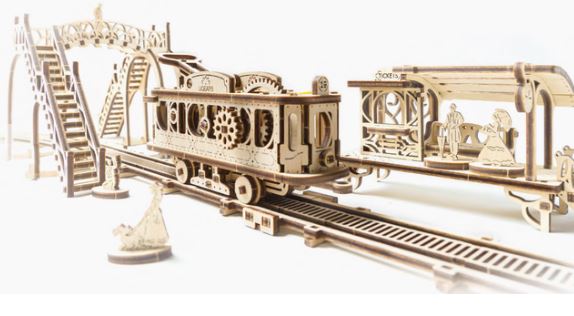 UGears Mechanical Town Tram Line Kit