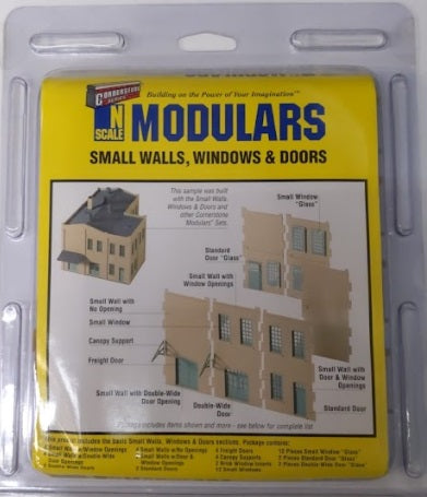 Walthers 933-3281 N Small Walls Widows & Doors Plastic Modular Kit